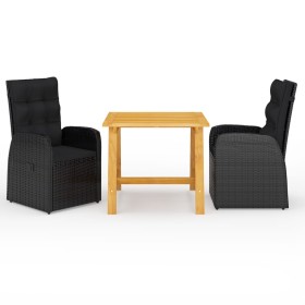 Juego de comedor para jardín 3 piezas negro de vidaXL, Conjuntos de jardín - Ref: Foro24-3068711, Precio: 433,71 €, Descuento: %