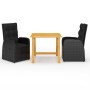 Juego de comedor para jardín 3 piezas negro de vidaXL, Conjuntos de jardín - Ref: Foro24-3068711, Precio: 433,71 €, Descuento: %
