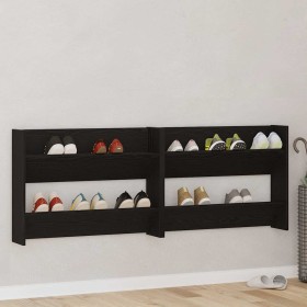 Armario Zapatero con estante 2 pcs Roble Negro 85 x 18 x 90 cm en Zapateros y organizadores de calzado | Comprar online en Foru.