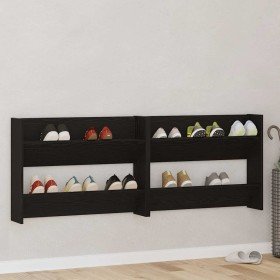 Armario Zapatero con estante 2 pcs Roble Negro 85 x 18 x 90 cm en Zapateros y organizadores de calzado | Comprar online en Foru.