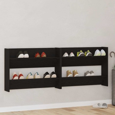 Armario Zapatero con estante 2 pcs Roble Negro 85 x 18 x 90 cm en Zapateros y organizadores de calzado | Comprar online en Foru.
