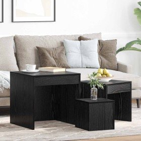 Mesa de Café 3 pcs Roble Negro Madera de ingeniería en Mesas auxiliares | Comprar online en Foru.es