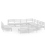Juego de muebles de jardín 11 piezas madera maciza pino blanco de vidaXL, Conjuntos de jardín - Ref: Foro24-3083155, Precio: ...