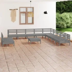 Garden furniture set 12 pieces solid gray pine wood by vidaXL, Garden sets - Ref: Foro24-3083151, Price: 558,62 €, Discount: %