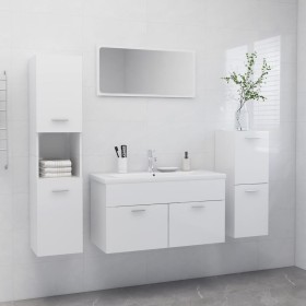 Juego de muebles de baño madera de ingeniería blanco brillo de vidaXL, Muebles de baño - Ref: Foro24-3070934, Precio: 202,75 ...