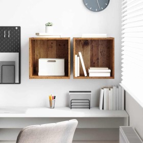 Armario de Pared con estante 2 pcs Madera vieja 37 x 37 x 37 cm en Estanterías | Comprar online en Foru.es