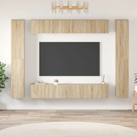 Set de muebles salón TV 10 pzas madera ingeniería roble Sonoma en Muebles TV | Comprar online en Foru.es