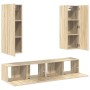 Set de muebles salón TV 4 pzas madera ingeniería roble Sonoma en Muebles TV | Comprar online en Foru.es