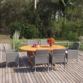 Juego de comedor de jardín 7 piezas ratán sintético gris de vidaXL, Conjuntos de jardín - Ref: Foro24-3070752, Precio: 674,28...