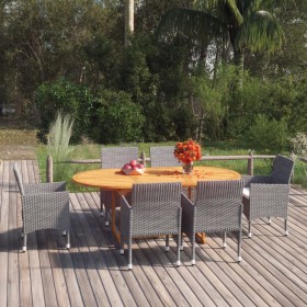 Juego de comedor de jardín 7 piezas ratán sintético gris de vidaXL, Conjuntos de jardín - Ref: Foro24-3070752, Precio: 598,62...