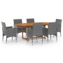 Juego de comedor de jardín 7 piezas ratán sintético gris de vidaXL, Conjuntos de jardín - Ref: Foro24-3070752, Precio: 598,62...