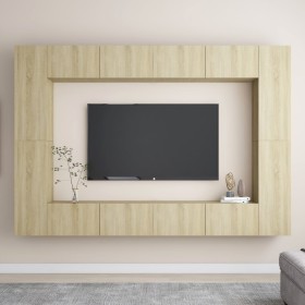 Set de muebles salón TV 8 pzas madera ingeniería roble Sonoma en Muebles TV | Comprar online en Foru.es