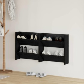 Armario Zapatero con estante 2 pcs Roble Negro 60 x 18 x 60 cm en Zapateros y organizadores de calzado | Comprar online en Foru.