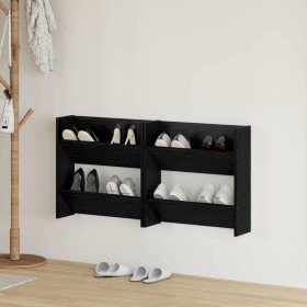 Armario Zapatero con estante 2 pcs Roble Negro 60 x 18 x 60 cm en Zapateros y organizadores de calzado | Comprar online en Foru.