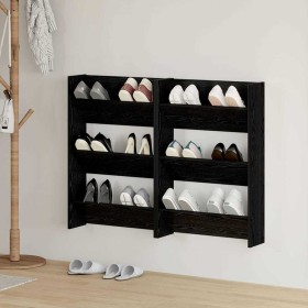 Armario Zapatero con estante 2 pcs Roble Negro 60 x 18 x 90 cm en Zapateros y organizadores de calzado | Comprar online en Foru.
