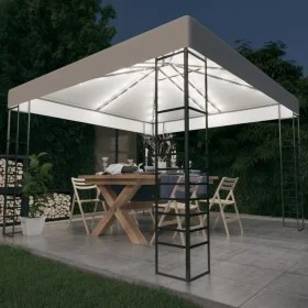 Carpa cenador de jardín con tira de luces LED 3x3 m blanco de vidaXL, Carpas y cenadores - Ref: Foro24-3070305, Precio: 242,9...