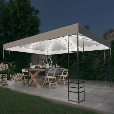 Cenador con tira de luces LED blanco 4x3x2,7 m de vidaXL, Carpas y cenadores - Ref: Foro24-3070307, Precio: 258,56 €, Descuen...