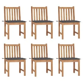 Sillas de jardín 6 unidades con cojines madera maciza de teca de vidaXL, Sillas de jardín - Ref: Foro24-3073115, Precio: 675,...