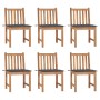 Sillas de jardín 6 unidades con cojines madera maciza de teca de vidaXL, Sillas de jardín - Ref: Foro24-3073115, Precio: 693,...