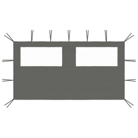 Pared lateral de cenador con ventanas gris antracita 4x2 m de vidaXL, Accesorios para pabellones y cenadores - Ref: Foro24-30...