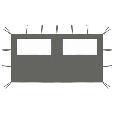 Pared lateral de cenador con ventanas gris antracita 4x2 m de vidaXL, Accesorios para pabellones y cenadores - Ref: Foro24-30...