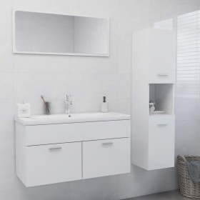 Juego de muebles de baño madera de ingeniería blanco brillo de vidaXL, Muebles de baño - Ref: Foro24-3070979, Precio: 153,48 ...