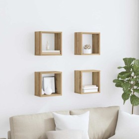 Estanterías de pared 4 pcs Roble artesanal 26 x 15 x 26 cm en Estanterías | Comprar online en Foru.es