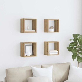 Estanterías de pared 4 pcs Roble artesanal 26 x 15 x 26 cm en Estanterías | Comprar online en Foru.es