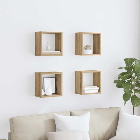 Estanterías de pared 4 pcs Roble artesanal 26 x 15 x 26 cm en Estanterías | Comprar online en Foru.es