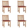 Sillas de jardín 4 unidades madera maciza de teca con cojines de vidaXL, Sillas de jardín - Ref: Foro24-3073097, Precio: 457,...
