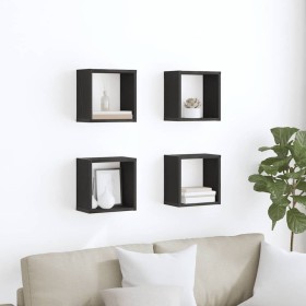 Estanterías de pared 4 pcs Roble Negro 26 x 15 x 26 cm en Estanterías | Comprar online en Foru.es