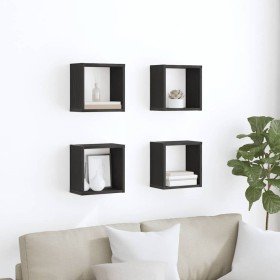 Estanterías de pared 4 pcs Roble Negro 26 x 15 x 26 cm en Estanterías | Comprar online en Foru.es