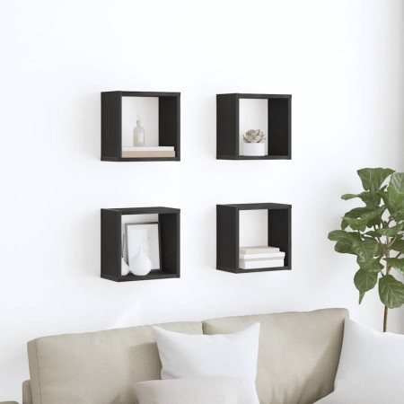 Estanterías de pared 4 pcs Roble Negro 26 x 15 x 26 cm en Estanterías | Comprar online en Foru.es