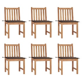 Sillas de jardín 6 unidades con cojines madera maciza de teca de vidaXL, Sillas de jardín - Ref: Foro24-3073123, Precio: 692,...