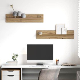 Estante de pared 2 pcs Roble artesanal 80 x 11,5 x 18 cm en Estanterías | Comprar online en Foru.es