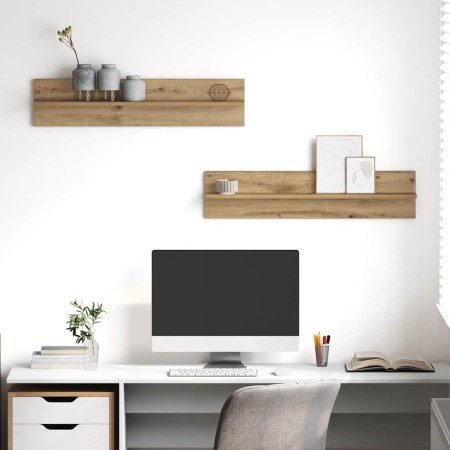 Estante de pared 2 pcs Roble artesanal 80 x 11,5 x 18 cm en Estanterías | Comprar online en Foru.es