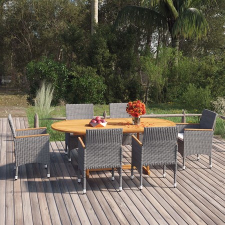 Juego de comedor de jardín 7 piezas ratán sintético gris de vidaXL, Conjuntos de jardín - Ref: Foro24-3070756, Precio: 666,82...