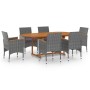 Juego de comedor de jardín 7 piezas ratán sintético gris de vidaXL, Conjuntos de jardín - Ref: Foro24-3070756, Precio: 666,82...