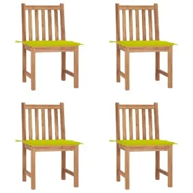 Sillas de jardín 4 unidades madera maciza de teca con cojines de vidaXL, Sillas de jardín - Ref: Foro24-3073099, Precio: 447,...
