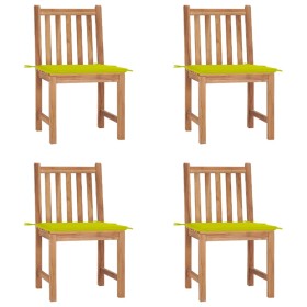 Sillas de jardín 4 unidades madera maciza de teca con cojines de vidaXL, Sillas de jardín - Ref: Foro24-3073099, Precio: 459,...