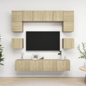 Juego de muebles de salón 8 piezas roble Sonoma en Muebles TV | Comprar online en Foru.es