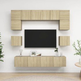 Juego de muebles de salón 8 piezas roble Sonoma en Muebles TV | Comprar online en Foru.es