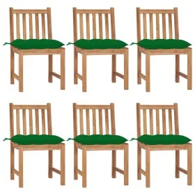Sillas de jardín 6 unidades madera maciza de teca con cojines de vidaXL, Sillas de jardín - Ref: Foro24-3073135, Precio: 678,...