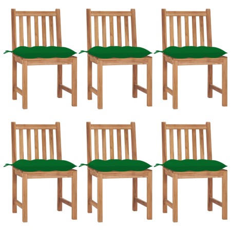 Sillas de jardín 6 unidades madera maciza de teca con cojines de vidaXL, Sillas de jardín - Ref: Foro24-3073135, Precio: 696,...