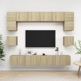 Muebles de pared de TV 8 pzas aglomerado color roble Sonoma en Muebles TV | Comprar online en Foru.es