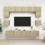 Muebles de pared de TV 8 pzas aglomerado color roble Sonoma en Muebles TV | Comprar online en Foru.es