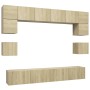 Muebles de pared de TV 8 pzas aglomerado color roble Sonoma en Muebles TV | Comprar online en Foru.es