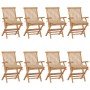 Sillas de jardín 8 uds madera maciza de teca con cojines beige de vidaXL, Sillas de jardín - Ref: Foro24-3072907, Precio: 655...