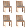 Sillas de jardín 4 unidades madera maciza de teca con cojines de vidaXL, Sillas de jardín - Ref: Foro24-3073089, Precio: 466,...