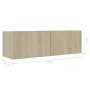 Muebles de pared de TV 8 pzas aglomerado color roble Sonoma en Muebles TV | Comprar online en Foru.es